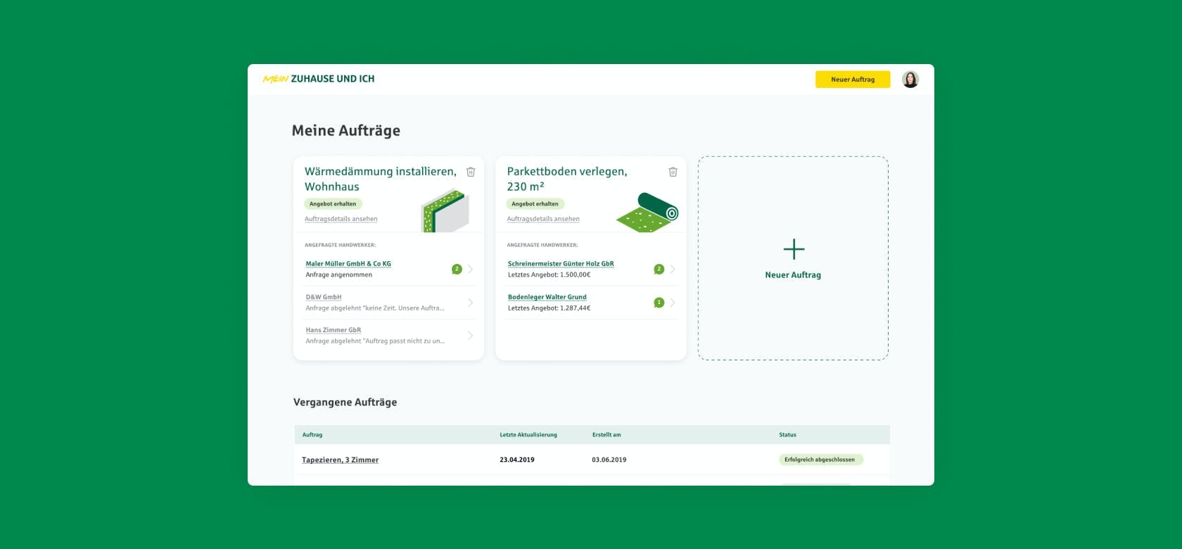 B2B digitale Produktentwicklung: Interface von MeinZuhause und ich (Provinzial Rheinland)